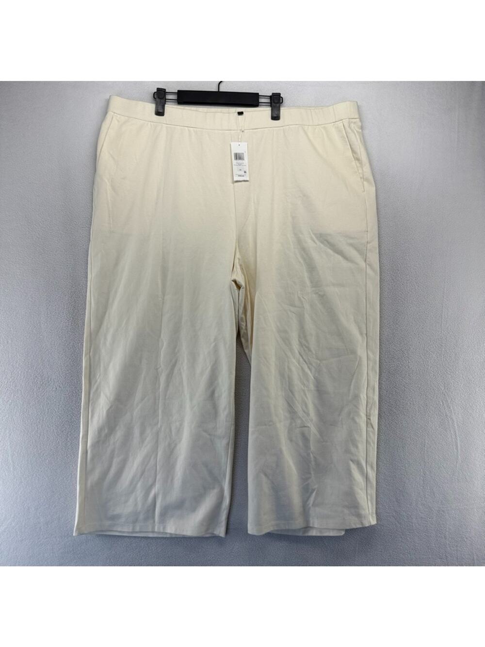 Eileen Fisher Pants Women's 3X White Cream Cropped Wide Leg Cropped Pockets NEW